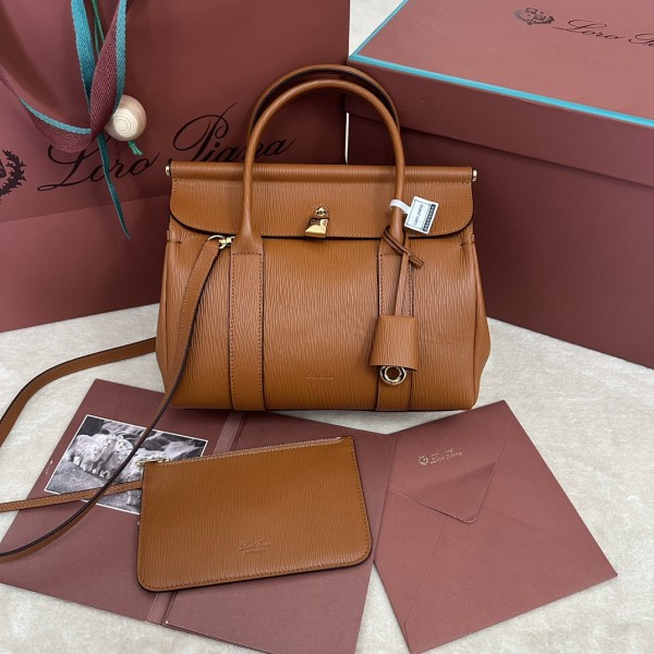 「#7226」Loro pian Loom L25 - 25cm*18cm*12.5cm- Brown water ripples