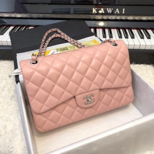 「#10297」Chanel lambskin silver chain with silver buckle AS5212 30cm