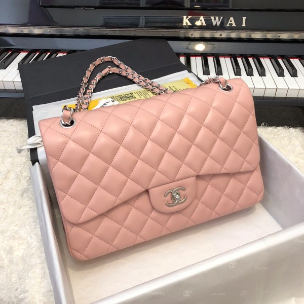 「#10297」Chanel lambskin silver chain with silver buckle AS5212 30cm