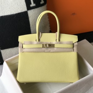 「#4019」 Hermes Chick Yellow Gold Buckle Birkin Bag 25cm