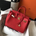 「#4165」 Hermès Red Gold Buckle Mini Birkin Bag 20cm