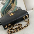 「#10306」Chanel Classic Flap Bag Gold Buckle Gold Chain V Shape A88 30*21*8cm