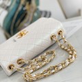 「#10309」 Chanel Classic Flap Bag White Pearl Gold Buckle Gold Chain Shape A88 30*21*8cm