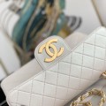 「#10309」 Chanel Classic Flap Bag White Pearl Gold Buckle Gold Chain Shape A88 30*21*8cm