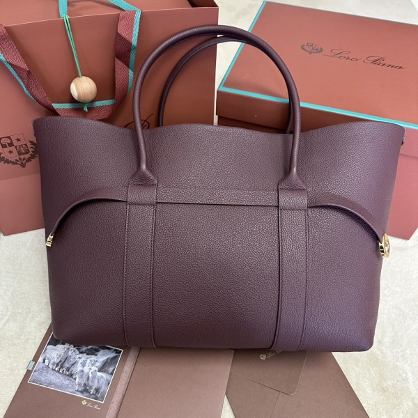 「#7245」Loro pian Ghiera Shopper - 40✖️26✖️18CM -red bean color