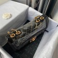 「#10320」Chanel Transparent Bag Black Classic Flap Bag Gold Buckle Gold Chain #58999 30*21*8cm