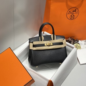 「#4164」 Hermès black gold buckle mini platinum bag 20cm