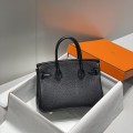 「#4164」 Hermès black gold buckle mini platinum bag 20cm