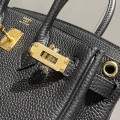 「#4164」 Hermès black gold buckle mini platinum bag 20cm
