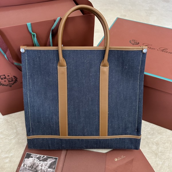 「#7258」Loro pian Beam  - 38cm×36cm×10CM -blue denim