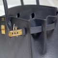 「#4166」 Hermès black gold buckle mini platinum bag 25cm