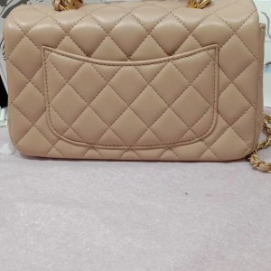 「#10323」Chanel Mini CF handle handbag milk tea color AS2432 20*12*6cm