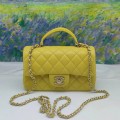 「#10326」Chanel Mini CF handle handbag sheepskin yellow AS2432 20*12*6cm