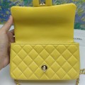 「#10326」Chanel Mini CF handle handbag sheepskin yellow AS2432 20*12*6cm