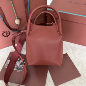 「#7280」Loro pian Bale - 17cm*17cm*21cm -red plain weave