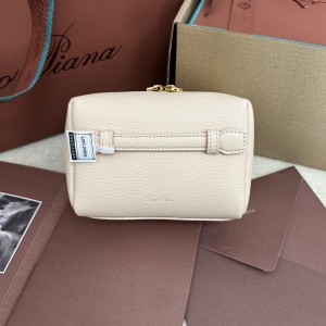 「#7304」Loro pian Washing bag - 14cm*10cm*8cm - cream honey color