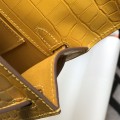 「#4167」 Hermès Evening Bag Yellow Crocodile Leather Mini Kelly Bag No. 1 Gold Buckle 22*14*7cm
