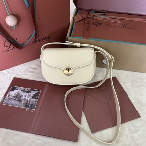「#7308」Loro pian Saddle Bag Mini - 18cm*13cm*7CM - White