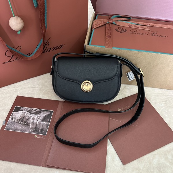 「#7311」Loro pian Saddle Bag Mini - 18cm*13cm*7CM - black