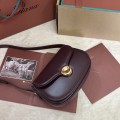 「#7312」Loro pian Saddle Bag Mini - 18cm*13cm*7CM - red bean color 「#7312」Loro pian Saddle Bag Mini - 18cm*13cm*7CM - red bean color