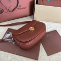 「#7315」Loro pian Saddle Bag Small - 23cm*16cm*8cm - reddish brown palm prints