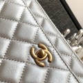 「#10347」Chanel 23p silver handle woc a silver handle bag