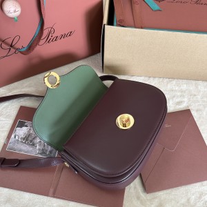 「#7317」Loro pian Saddle Bag Small - 23cm*16cm*8cm - red bean color