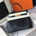 「#4169」 Hermès Crocodile Pattern Black Kelly Bag Gold Buckle 25cm 「#4169」 Hermès Crocodile Pattern Black Kelly Bag Gold Buckle 25cm