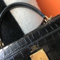 「#4169」 Hermès Crocodile Pattern Black Kelly Bag Gold Buckle 25cm 「#4169」 Hermès Crocodile Pattern Black Kelly Bag Gold Buckle 25cm