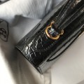 「#4169」 Hermès Crocodile Pattern Black Kelly Bag Gold Buckle 25cm 「#4169」 Hermès Crocodile Pattern Black Kelly Bag Gold Buckle 25cm