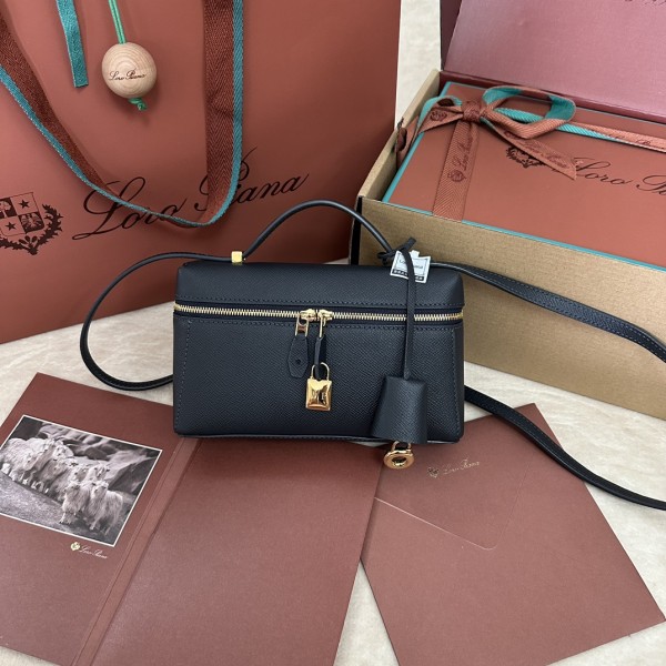 「#7327」Loro pian Extra bag L19 - 19cm*11cm*6.5cm - Dark blue palm print