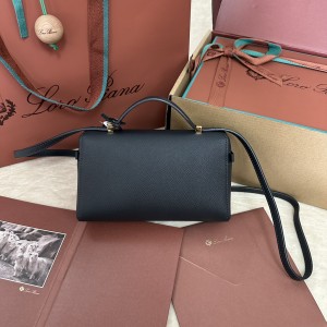 「#7327」Loro pian Extra bag L19 - 19cm*11cm*6.5cm - Dark blue palm print