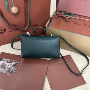 「#7329」Loro pian Extra bag L19 - 19cm*11cm*6.5cm - Navy blue plain weave