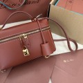 「#7333」Loro pian Extra bag L19 - 19cm*11cm*6.5cm - Reddish brown plain weave