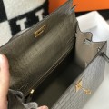 「#4170」 Hermès Crocodile Pattern Elephant Gray Kelly Bag Gold Buckle 25cm