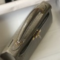 「#4170」 Hermès Crocodile Pattern Elephant Gray Kelly Bag Gold Buckle 25cm