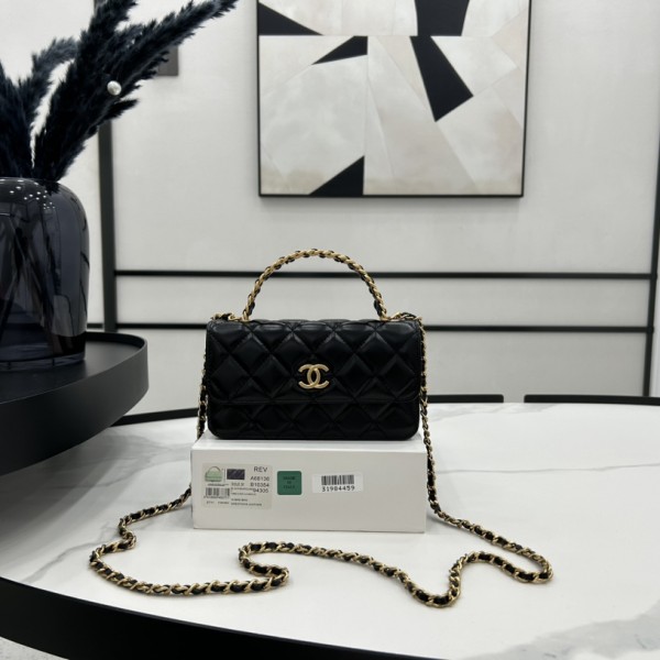 「#10368」Chanel 23p new waxed cowhide hollow handle woc A68136 9.5*15.2*3.5cm