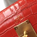 「#4172」 Hermès Crocodile Pattern Red Kelly Bag Gold Buckle 25cm