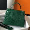 「#4174」 Hermès Crocodile Pattern Peacock Green Kelly Bag Gold Buckle 25cm 「#4174」 Hermès Crocodile Pattern Peacock Green Kelly Bag Gold Buckle 25cm