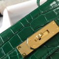 「#4174」 Hermès Crocodile Pattern Peacock Green Kelly Bag Gold Buckle 25cm 「#4174」 Hermès Crocodile Pattern Peacock Green Kelly Bag Gold Buckle 25cm