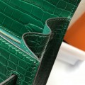 「#4174」 Hermès Crocodile Pattern Peacock Green Kelly Bag Gold Buckle 25cm 「#4174」 Hermès Crocodile Pattern Peacock Green Kelly Bag Gold Buckle 25cm