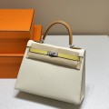 「#4175」Hermès three-tone Kelly bag with gold buckle 25cm