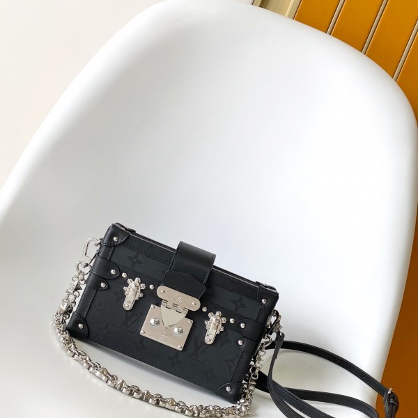 「#0009」Louis Vuitton  PETITE MALLE black flower  M40273 20x12.5x6cm