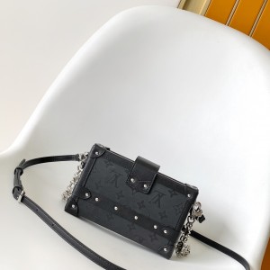 「#0009」Louis Vuitton  PETITE MALLE black flower  M40273 20x12.5x6cm