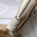 「#4179」 Hermès Epsom leather white 2nd generation Mini Kelly silver buckle 19cm