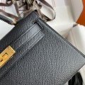 「#4181」 Hermès Epsom leather black second generation Mini Kelly gold buckle 19cm