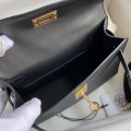 「#4181」 Hermès Epsom leather black second generation Mini Kelly gold buckle 19cm