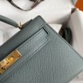 「#4184」 Hermès Epsom leather almond green second generation Mini Kelly gold buckle 19cm