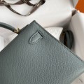 「#4184」 Hermès Epsom leather almond green second generation Mini Kelly gold buckle 19cm