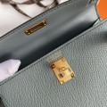「#4184」 Hermès Epsom leather almond green second generation Mini Kelly gold buckle 19cm